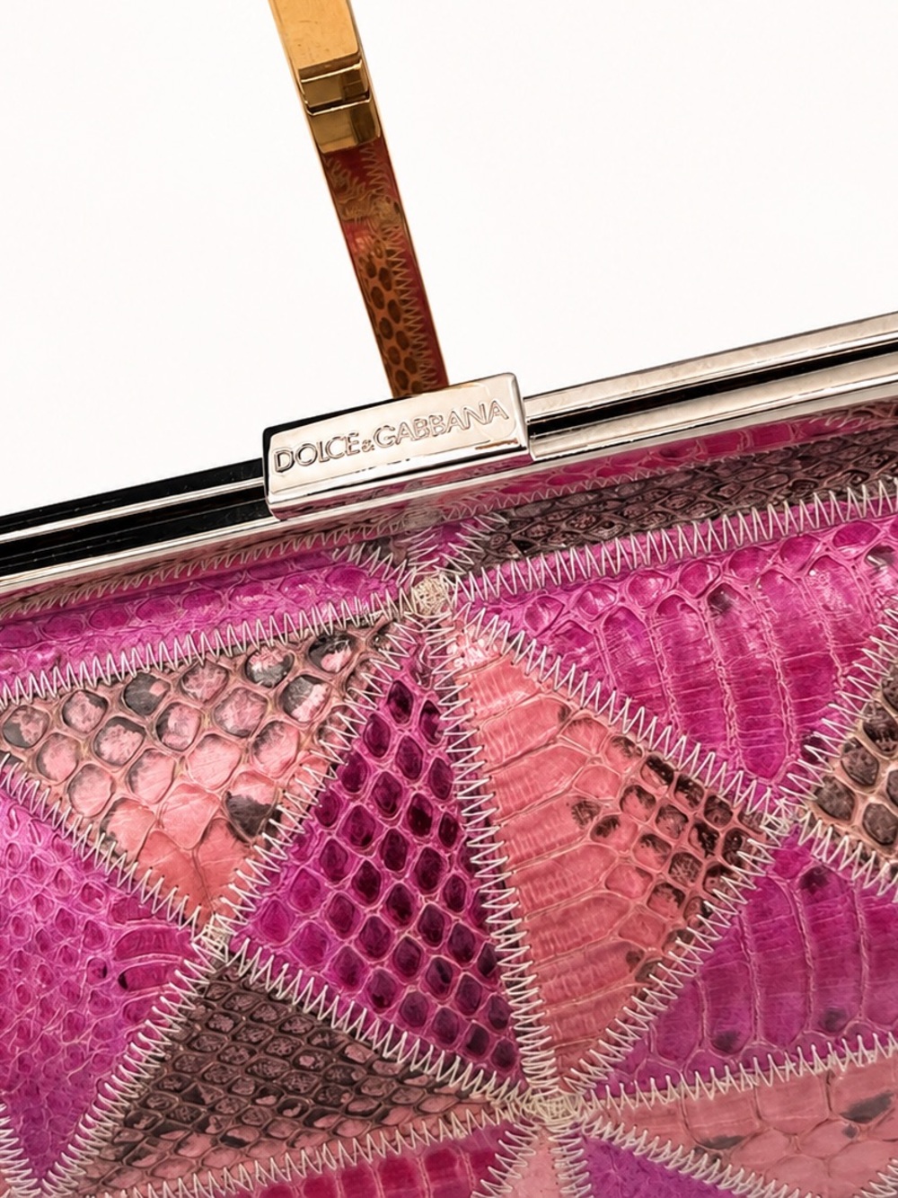 Dolce & Gabbana • Multicolor Python Style Patchwork Chain Purse/Clutch - Picture 3 of 14
